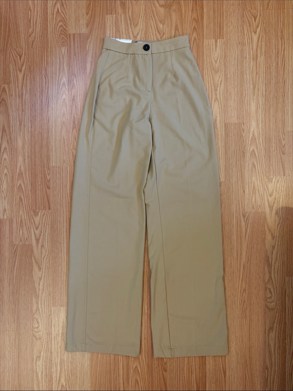 Bershka Wide-Leg Pants in Light Khaki